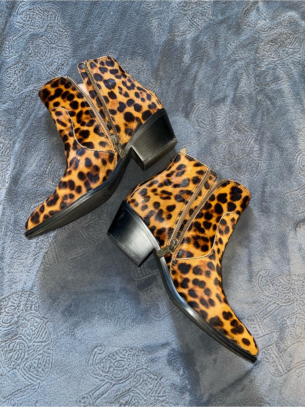 Patricia Nash "Suzanna" Haircalf Leopard Print Ankle Boots